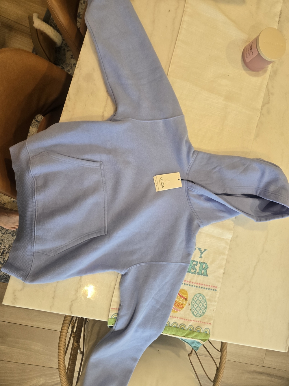 Aritzia Light Blue Hooded Pullover Sweatshirt